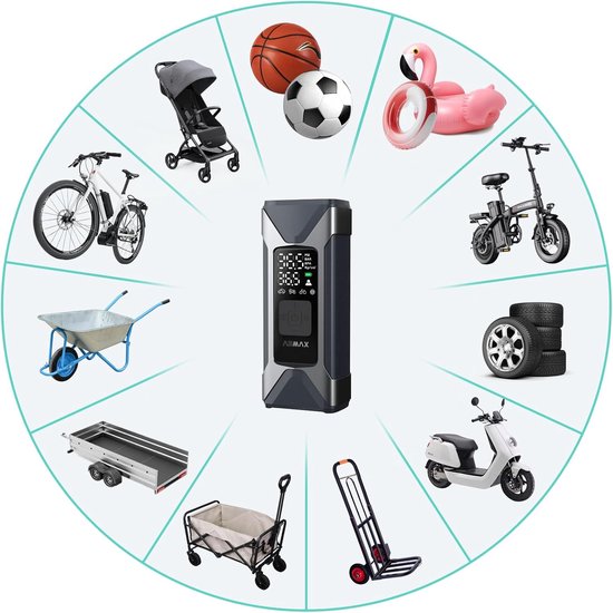 ASMAX T10 Elektrische Bandenpomp - Draagbare Luchtcompressor 160 PSI - 7500 mAh Accu - Digitale Compressor met Automatische Stop & Powerbank - Auto, Fiets & Motor — afbeelding 5
