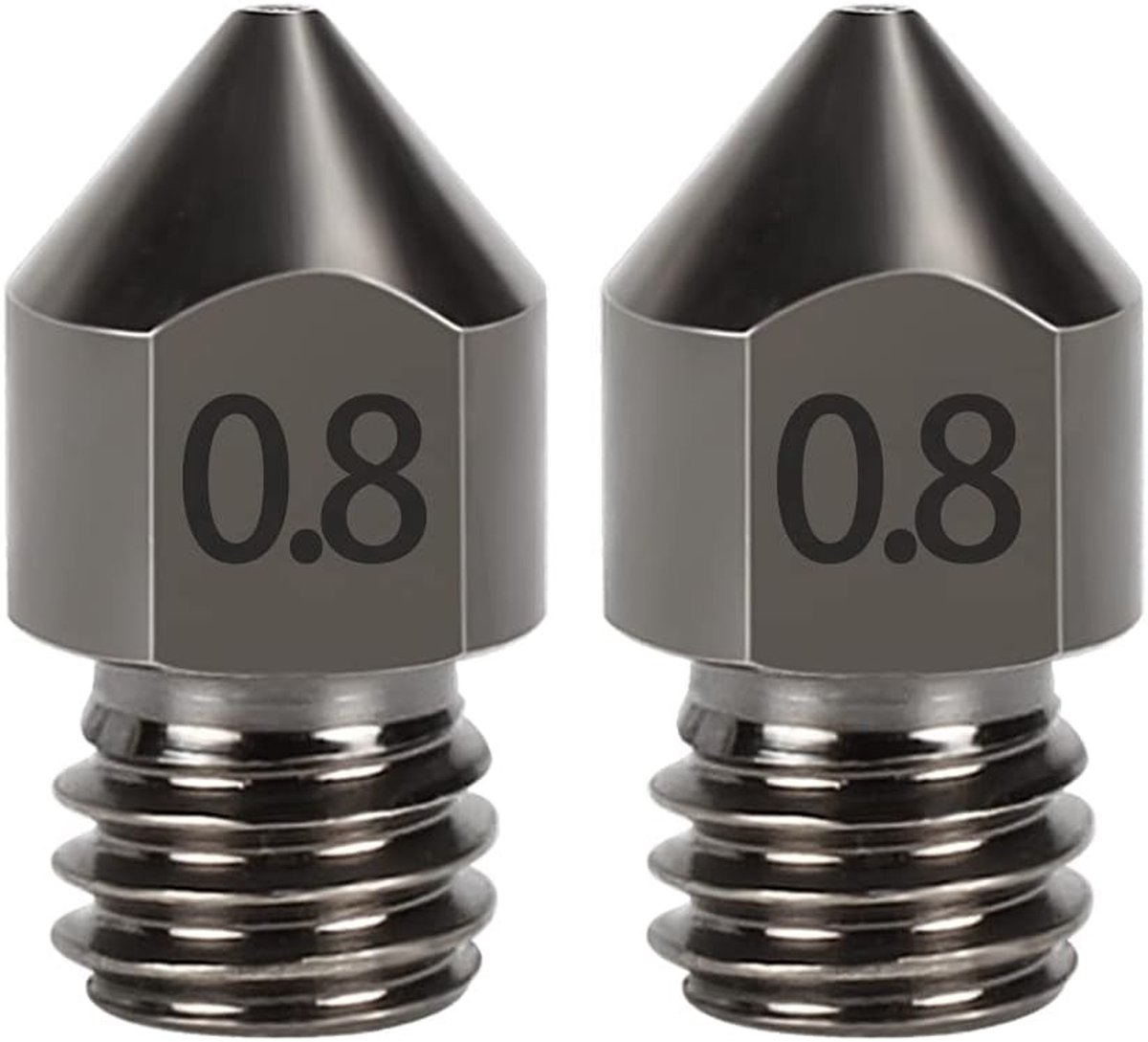2 Stuks MK8 Mondstuk van Hard Staal 1.75mm - Duurzame en Slijtvast 3D Printer Consumables - 0.8mm Precisie