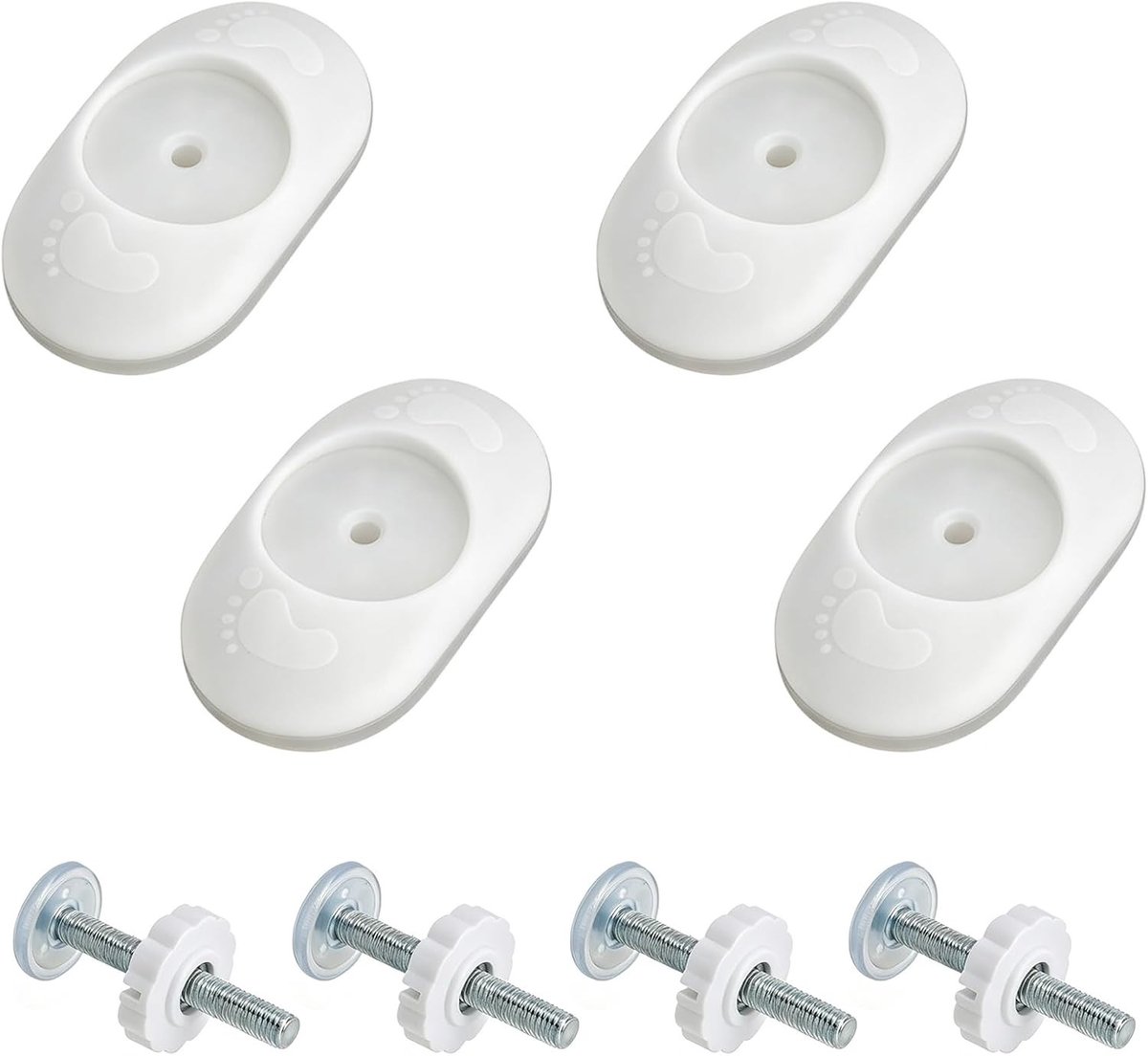 Set van 4 drukschroeven voor trapbescherming, inclusief 4 wandbeschermers en M10 schroefdraadstangen voor deurbeveiliging en accessoires
