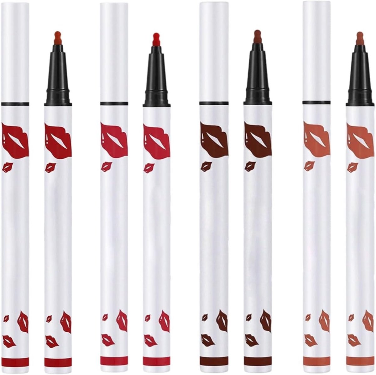 Lange houdbaarheid lippenstift set met 4 kleuren, mat en zonder overdracht, perfecte dekking voor contour en lippen