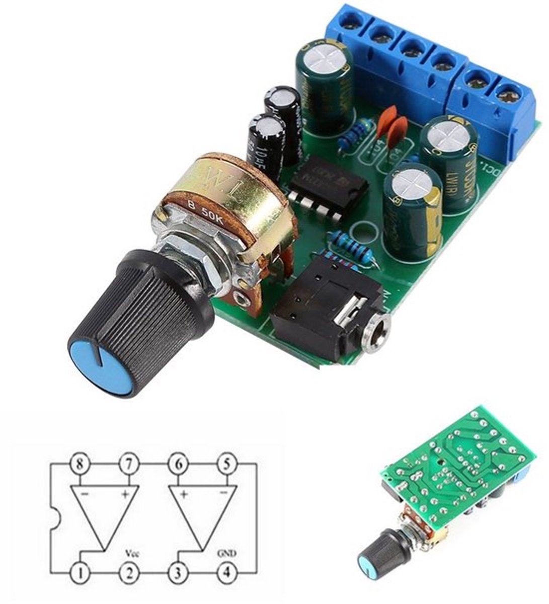 Allecto - Tda2822m Amplifier PCB - 2 Kanalen Stereo - Hoogwaardige Geluidskwaliteit