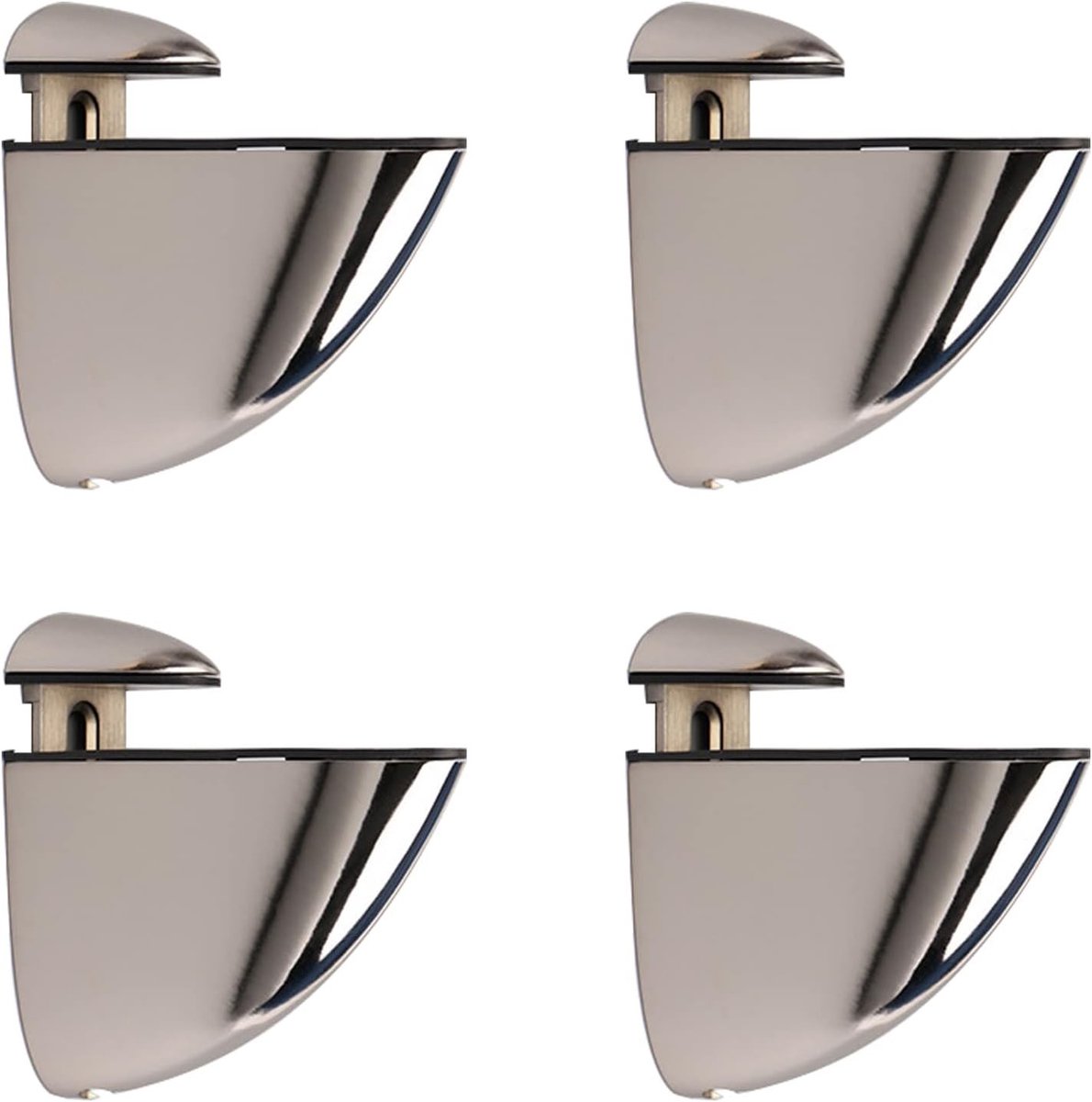 Verstelbare Glazen Plankhouders - Set van 4 - Ideaal voor Wandplanken, Vitrinekasten en Glazen Displays (Zilver)