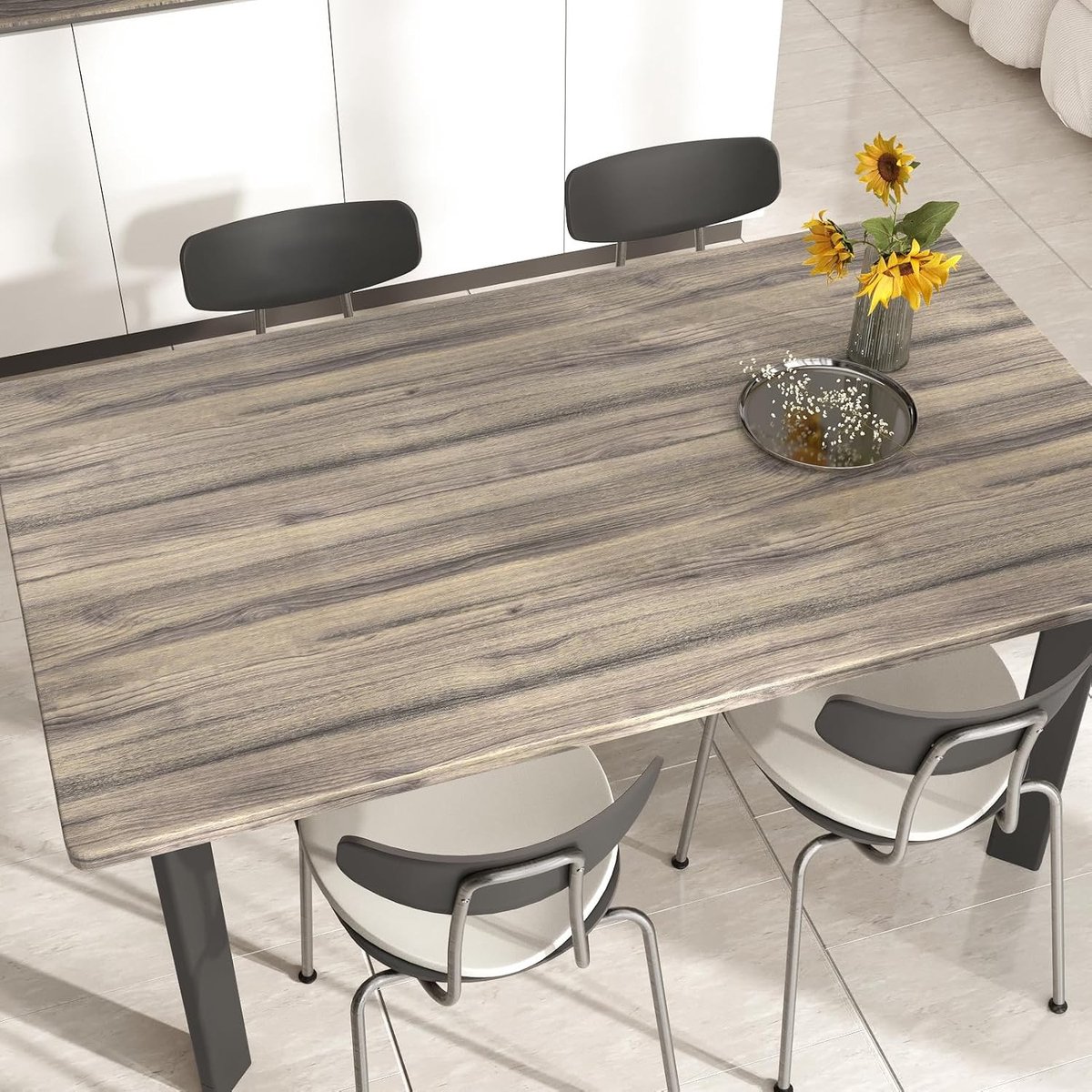Grijze Behang met Houtlook - Zelfklevend Behang voor Slaapkamer en Keuken - 40 x 300 cm Vinyl Folie voor Werkbladen en Muren