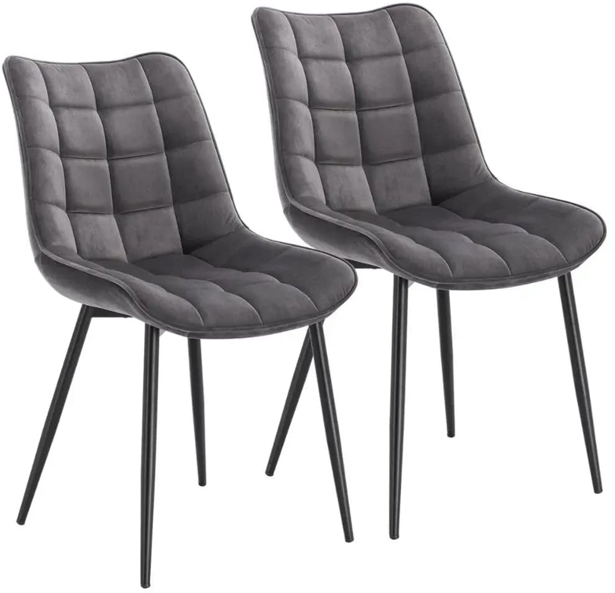 Klarven Eetkamerstoelen Set Van 4 Kunstleer Fluweel donkergrijs - Eetkamerstoelen Set Van 6 - Eetkamerstoelen Set Van 2 - Dining Chairs - Ergonomische Rugleuning - Stabiel Metalen Frame - Zit