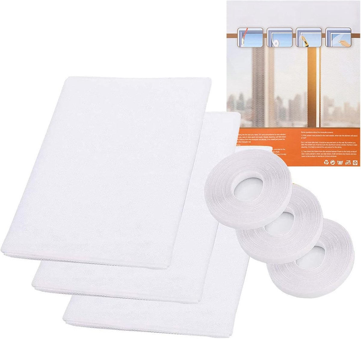 Insectenwerend Raamnet (3 Packs) - Op maat te snijden Vliegenhor voor Raam, Betrouwbare Bescherming Tegen Muggen, Vliegen en Ongedierte 130 cm x 150 cm