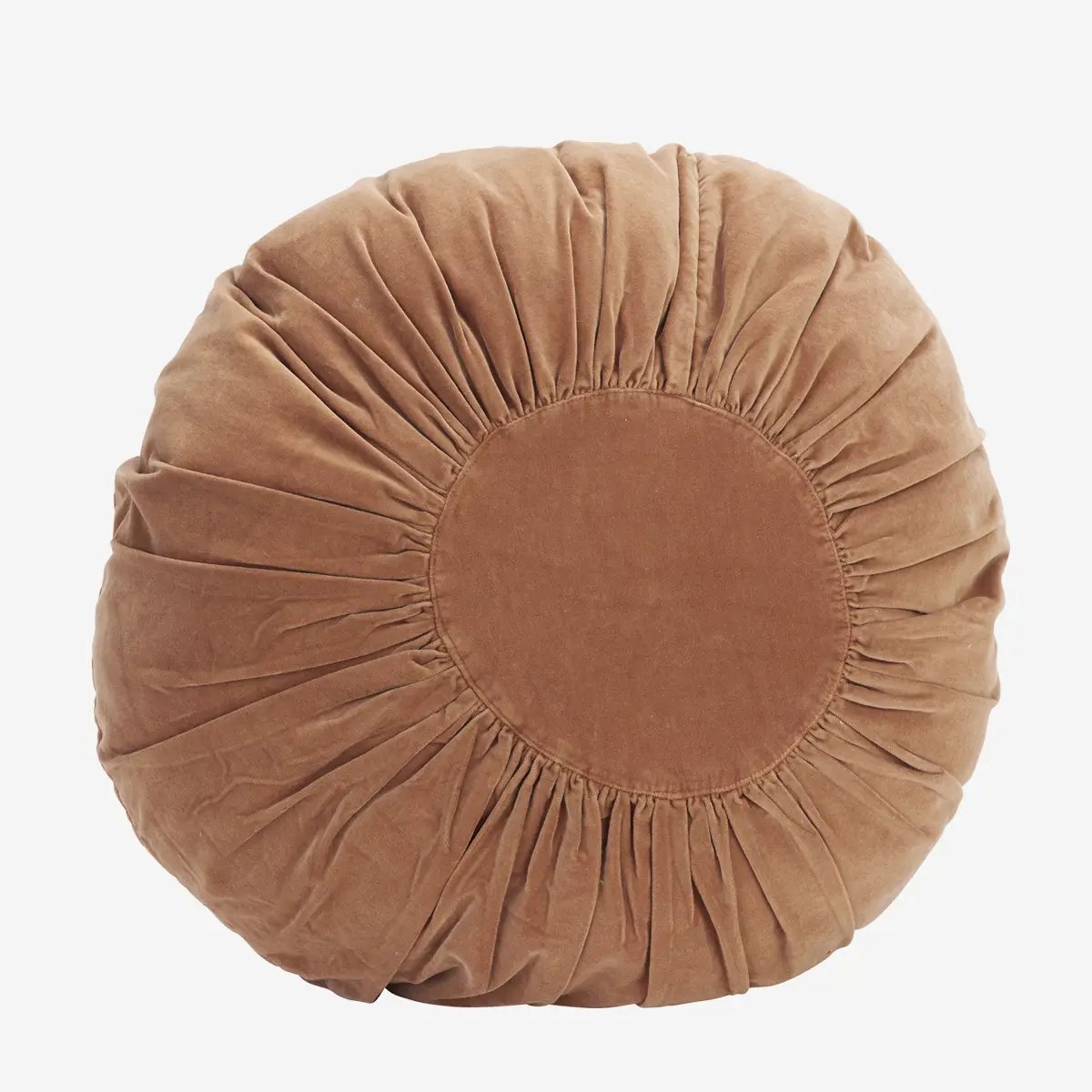 Madam Stoltz - Rond Fluwelen Kussen - Dusty Peach Velvet - 55 cm