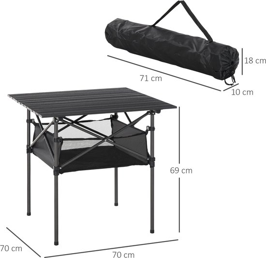 Outsunny - Campingtafel - met Opbergtas - met Nettas - Grijs van Outsunny — afbeelding 4