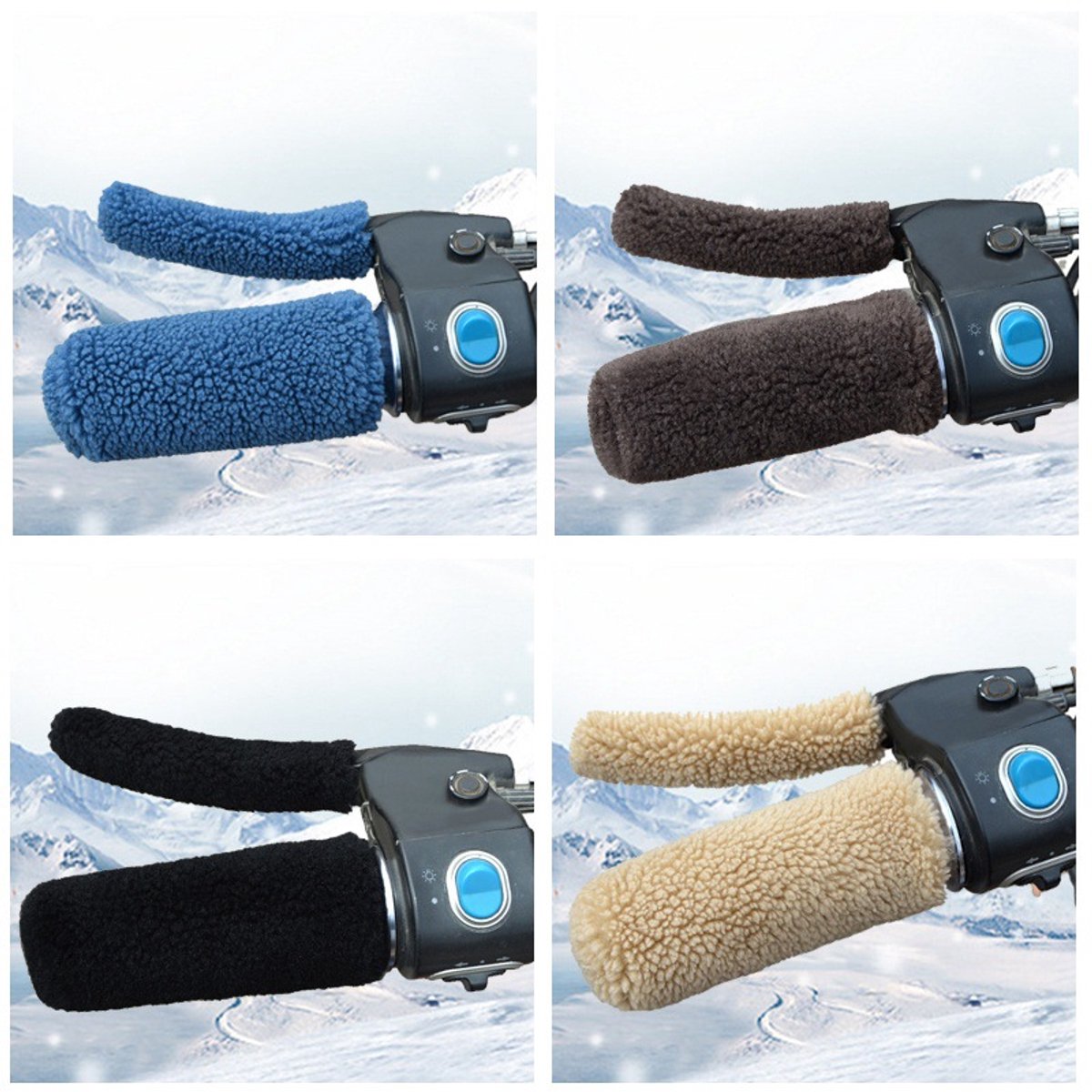 Stuurmoffen voor Elektrische Fiets of Scooter – Winter Warme Handschoenen met Pluche Voering – Universeel voor Fiets / Driewieler – Blauw