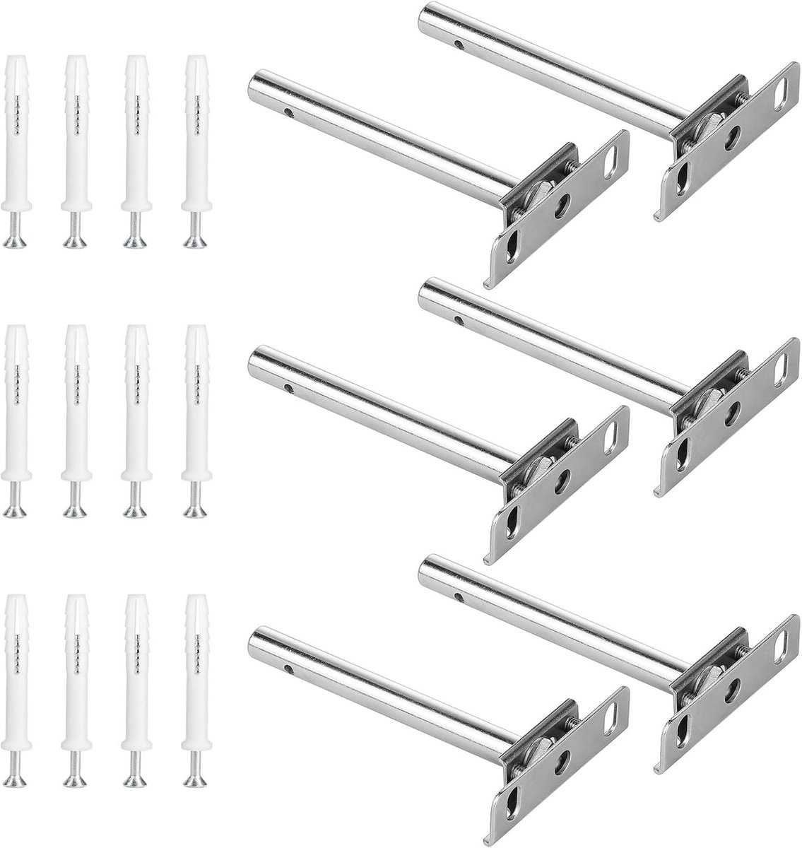Verstelbare Onzichtbare Rekbeugels voor Planken, 12.7 cm Lengte, Wandmontage, Inclusief Bevestigingsschroeven, Perfect voor Kasten en Opbergruimte