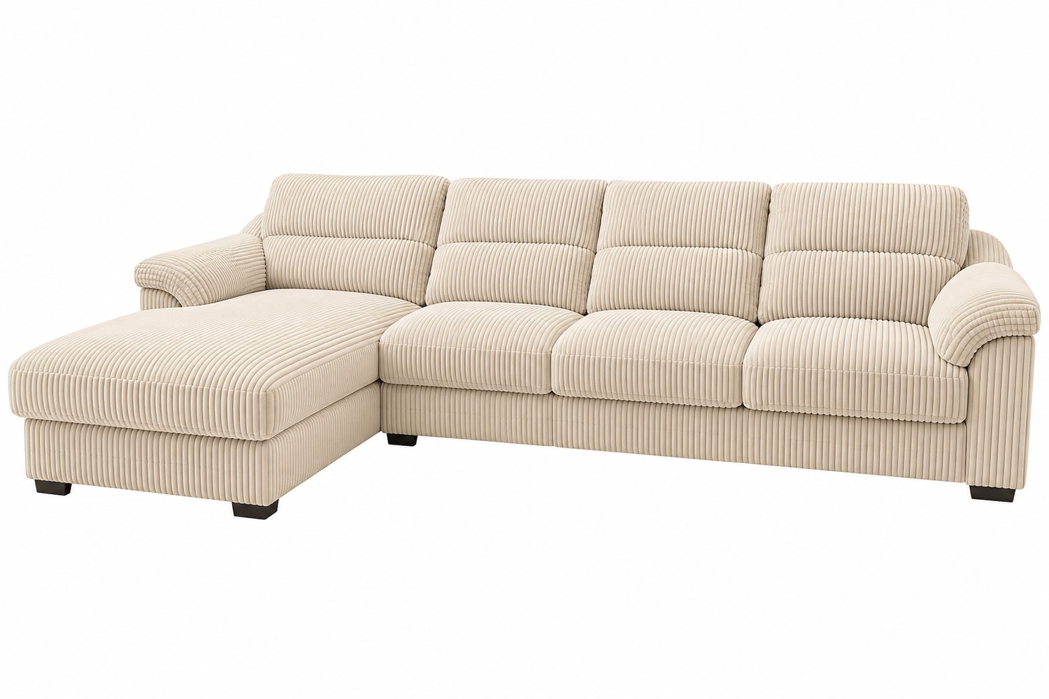 Tremeo Bankhoes 2-zits - Bankhoezen - Beige - Rekbaar - Zachte Ribstof - Antislip - Wasbaar - Huisdiervriendelijk - 90–140 cm