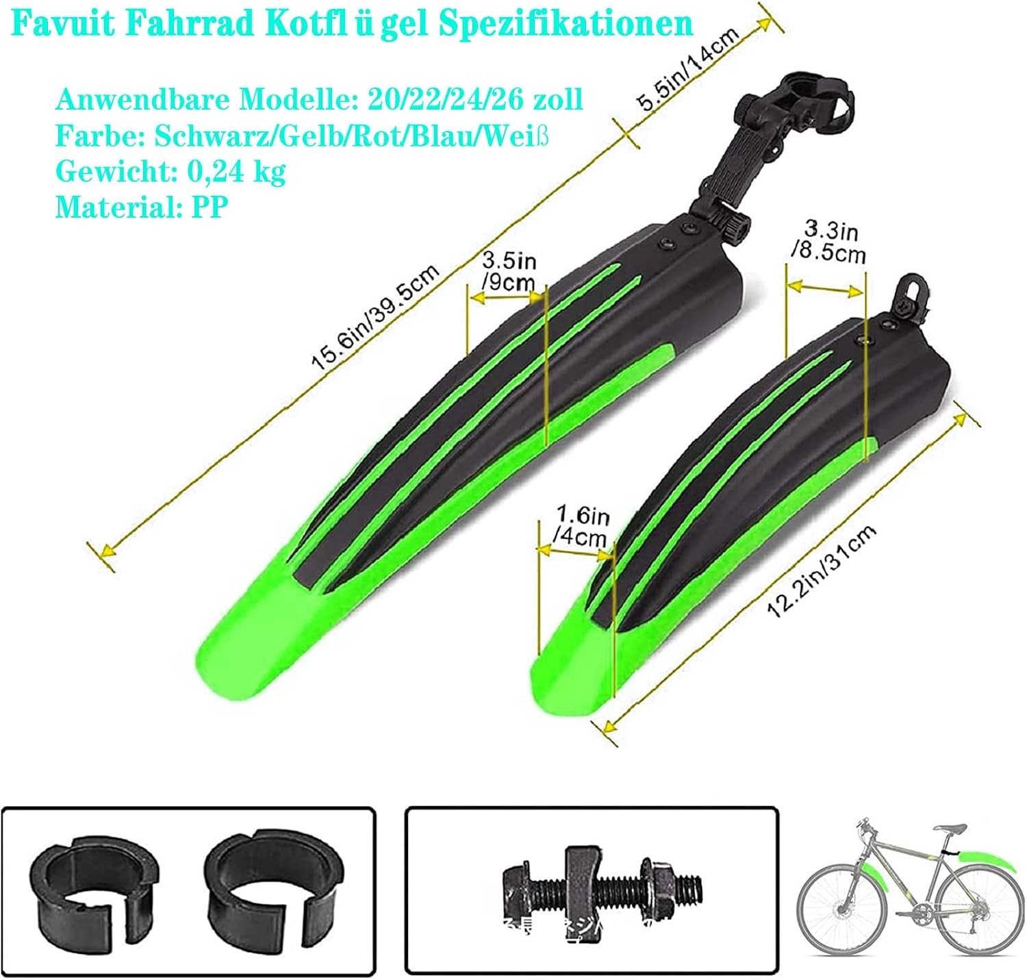 Set van 2 Verstelbare Fietspads voor- en Achterwielen Geschikt voor MTB en Stadsfietsen van 20 tot 27 Inch