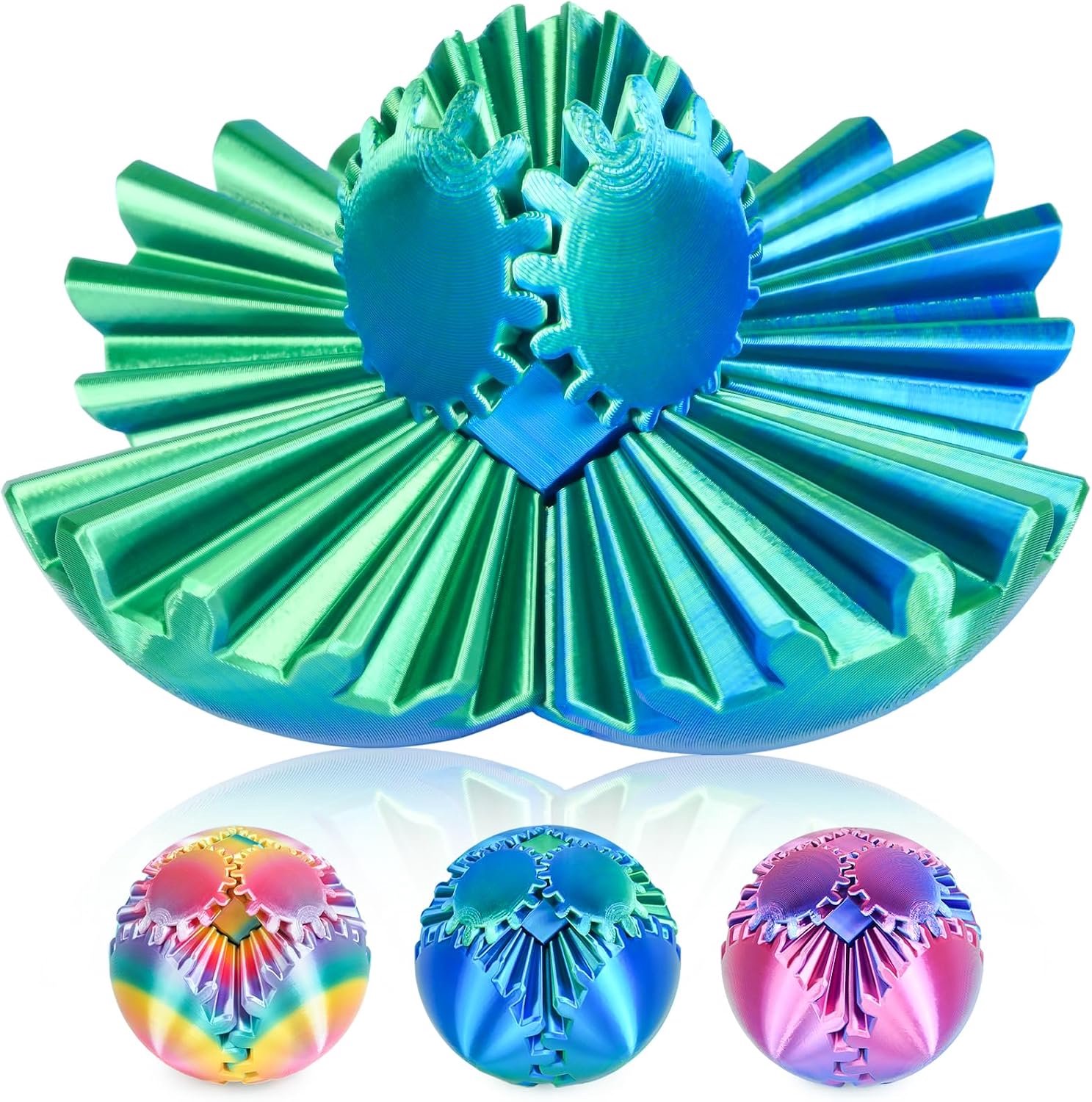 Fidgetspeelgoed 2,5 inch - groene gear bol - stressverlichting - leuk voor volwassenen en kinderen - m-winkel