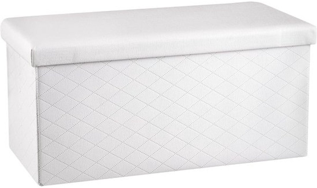 Opvouwbare zitbank en opbergdoos - Kunstleer, Wit - 76 x 38 x 38 cm