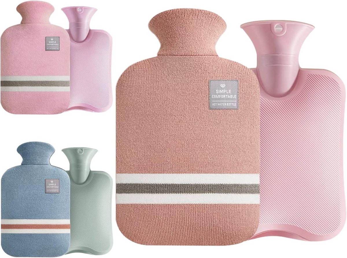 Warmwaterzak 1,8 liter met zacht deksel voor optimale warmte en comfort in de winter, veilig voor kinderen en volwassenen