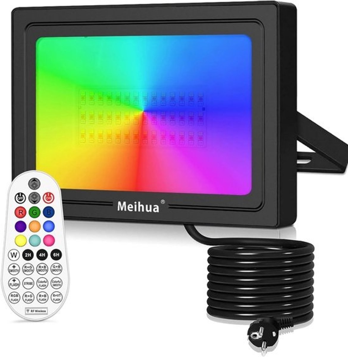 RGB LED Schijnwerper 60W - Dimbaar en IP66 Waterdicht met 360° Afstandsbediening