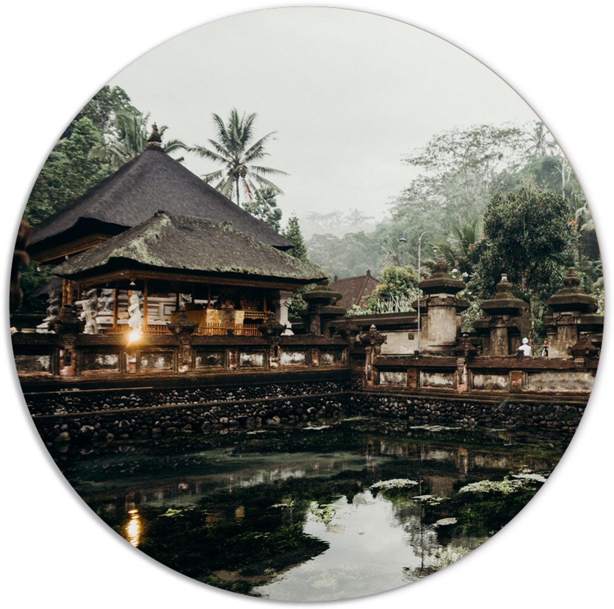 Label2X - Muurcirkel bali - Ø 50 cm - Dibond - Multicolor - Wandcirkel - Rond Schilderij - Muurdecoratie Cirkel - Wandecoratie rond - Decoratie voor woonkamer of slaapkamer