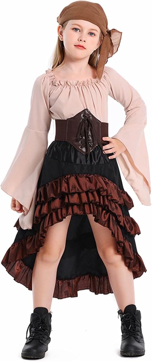 Halloween-kostuum voor meisjes, hoge taille, asymmetrische zoom, ruches, feestkostuumset voor peuters en kinderen