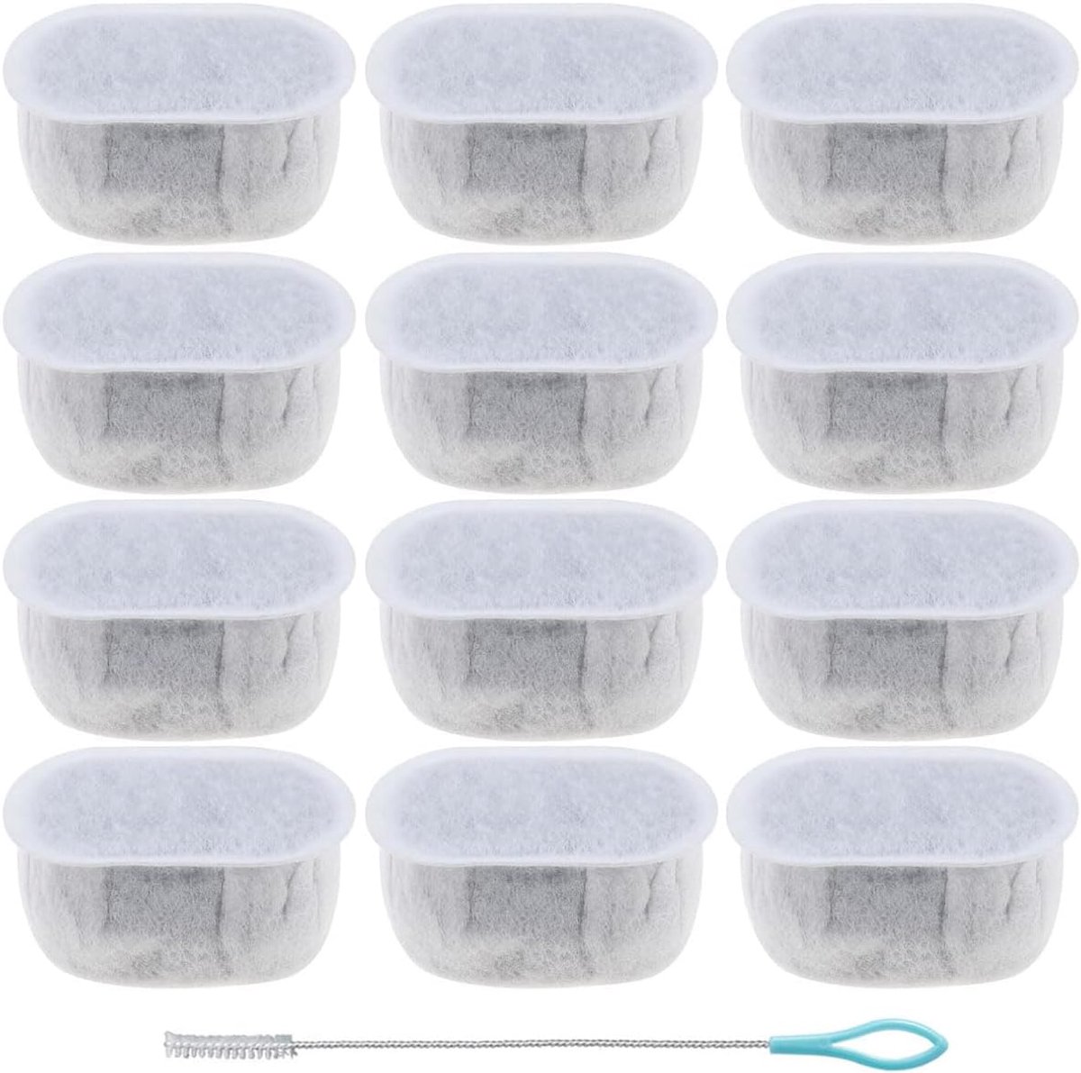 12 stuks vervangende drinkfonteinfilters voor katten, compatibel met WOPET 1800 g/2L automatische kattenfontein, kattenfonteinfilter, geschikt voor W300 W500 waterdispenser voor huisdieren
