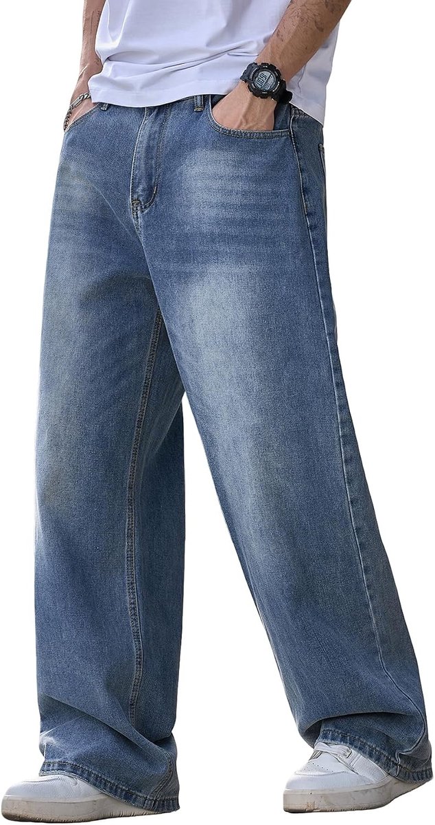 Jeans, Streetwear Jeans Skater Wijde Pijpen, Losse Fit Denim Broek
