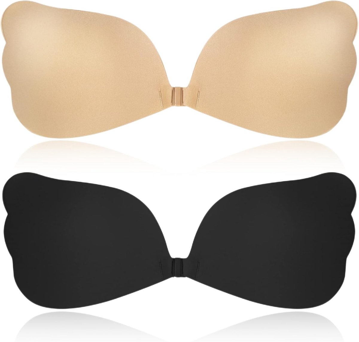 Plak-bh’s Onzichtbare beha, 2-delig, strapless beha, push-up tepelbedekkers, herbruikbaar, ademend voor meisjes en dames, tape voor feestjurken, zelfklevende beha voor dames