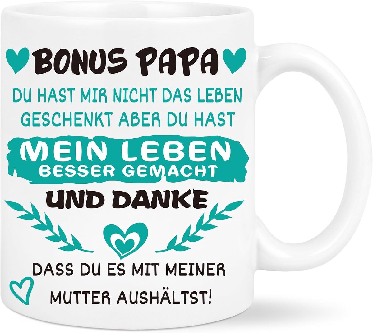 Mok met spreuk - bonus papa - koffiemok grappig vaderdagcadeau