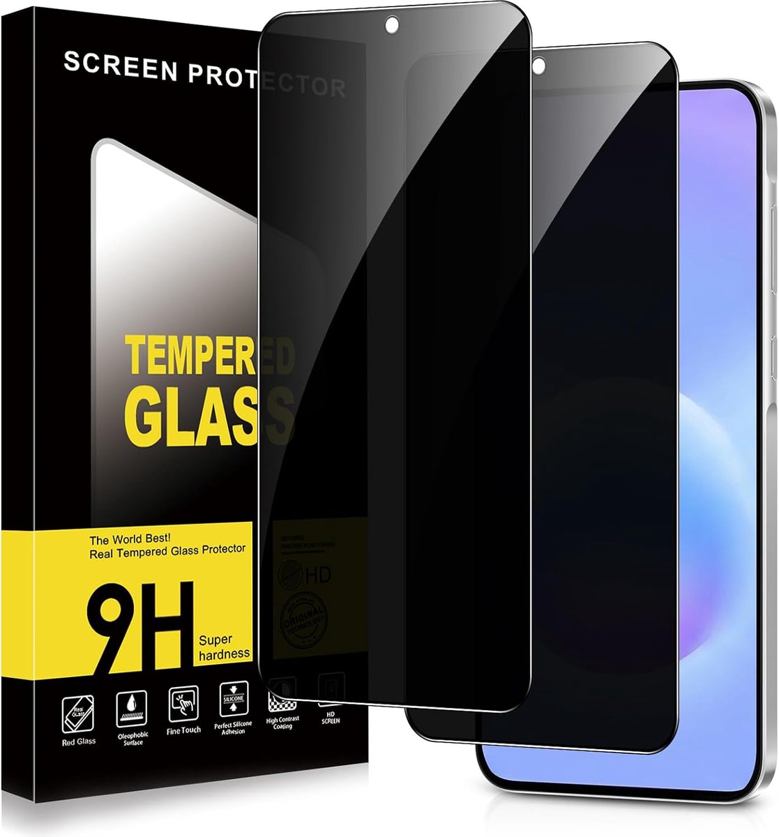 Glas voor Samsung Galaxy A57 Anti-spionage 2 stuks, anti-spionage displaybeschermfolie, hardheid 9H, krasbestendig, zonder luchtbellen, anti-spy, privacy, glasbescherming