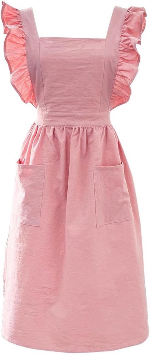 Schorten Jurk Voor Vrouwen Met Zakken Katoenen Schattige Schorten Voor Bakken Schilderen Tuinieren Schoonmaken Pink,One Size