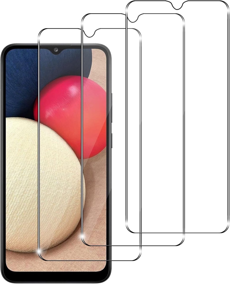 [3 stuks beschermfolie compatibel met Samsung Galaxy a02s pantserglasfolie, krasbestendig, 9H hardheid, ultrahelder veiligheidsglas, luchtbelvrije folie, anti-val, transparante pantserglasfolie