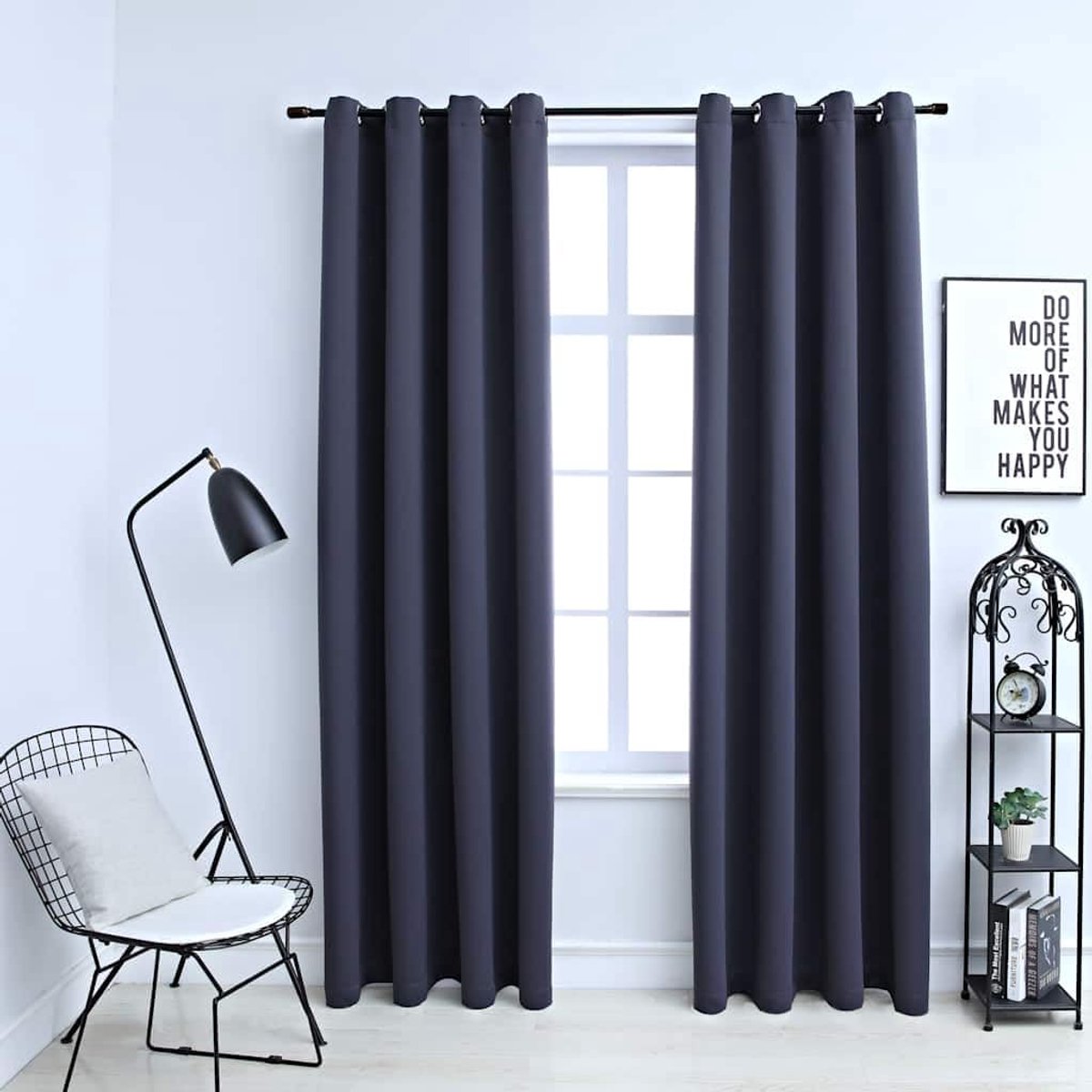 Verduisteringsgordijnen met metalen ogen 2 stuks. Antraciet 140x245cm voor slaapkamer en woonkamer - bescherming tegen licht en privacy met hoogwaardige polyesterstof en tijdloos