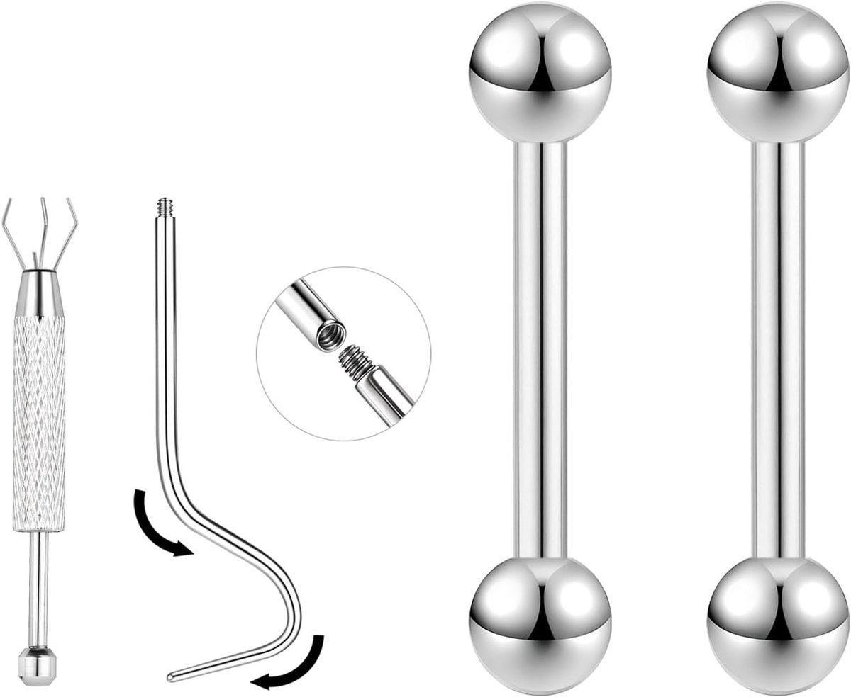 1 Paar 16G/18G Titanium Gebogen Rechte Barbell - Kleine Wenkbrauw Piercing Sieraden Tong Lip Rook Oor Rook Oor Ringen voor Vrouwen Mannen 6mm/8mm/10mm/12mm