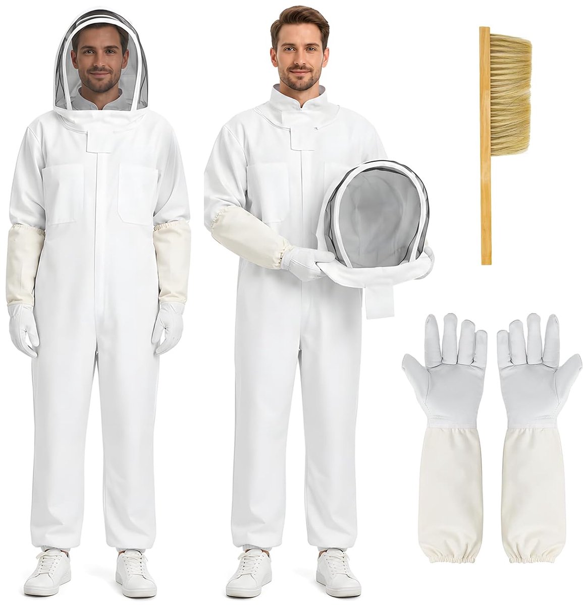 Imkerpak met handschoenen en luchtig sluier, voor dames en heren, van nylon, wespenbescherming, voor tuin en bijen, XL