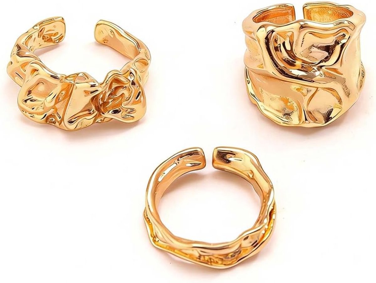 Ringen textuur Wrinkled Open Ring Set van 3
