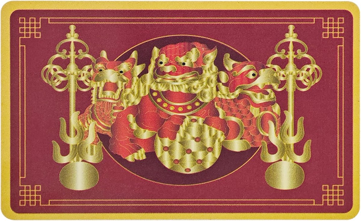 3 Celestial Guardians Card, Chi Lin Pi Yao Fu Dog Talisman voor drie moorden bescherming, Ksitigarbha implementeert Feng Shui Amulet, portemonnee grootte spiritueel schild