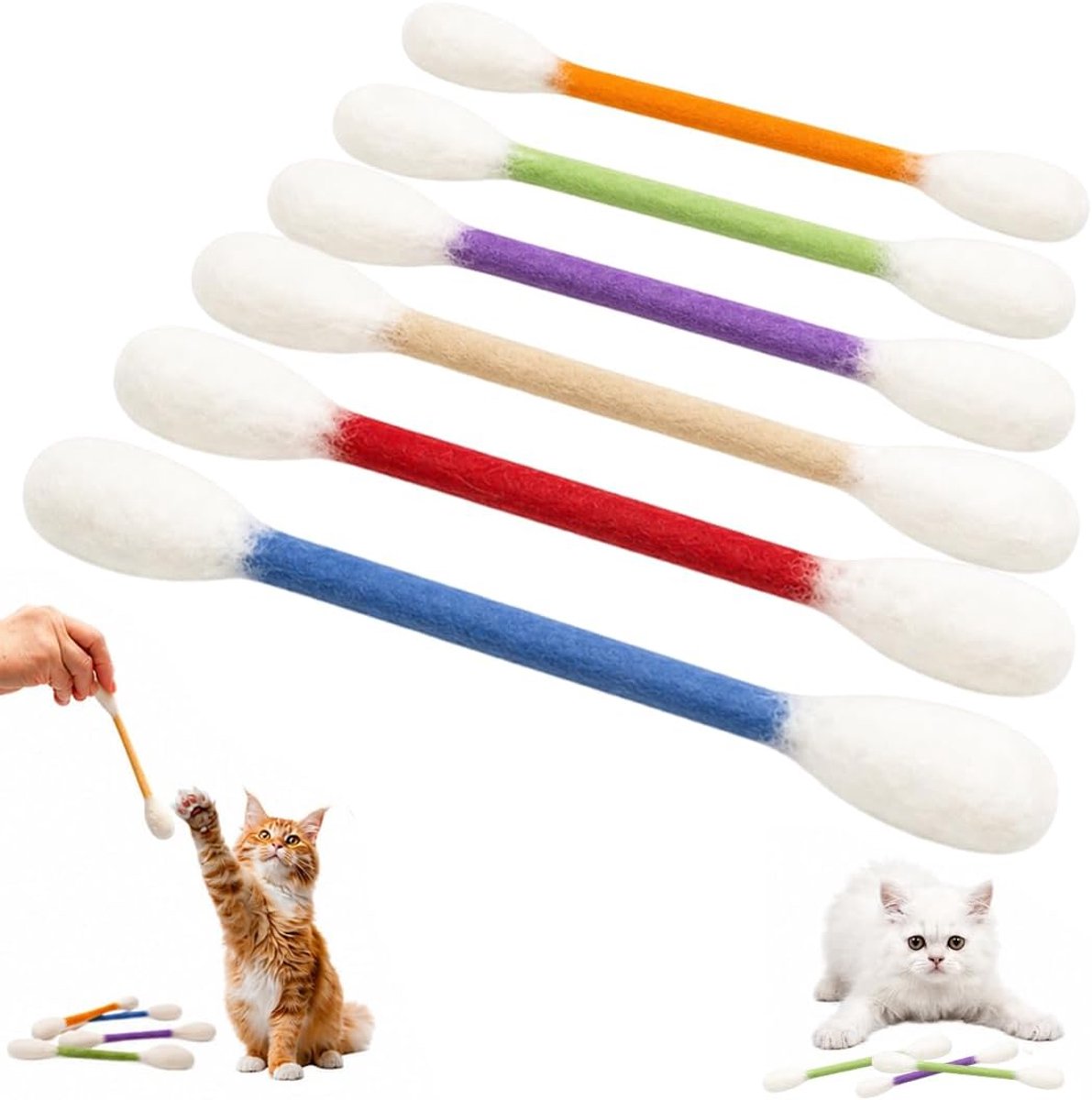 6 Stuks Katten Speelgoed,Kattenkruid Cotton Sticks,Met Natuurlijk Kattenkruid,Interactief Speelgoed Tegen Verveling en Onrust