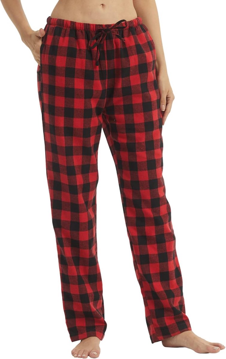1-2 stuks pyjamabroek voor dames, flanel, geruit, zachte pyjamabroek, loungebroek, fleece, lounge, nachtkleding met zakken