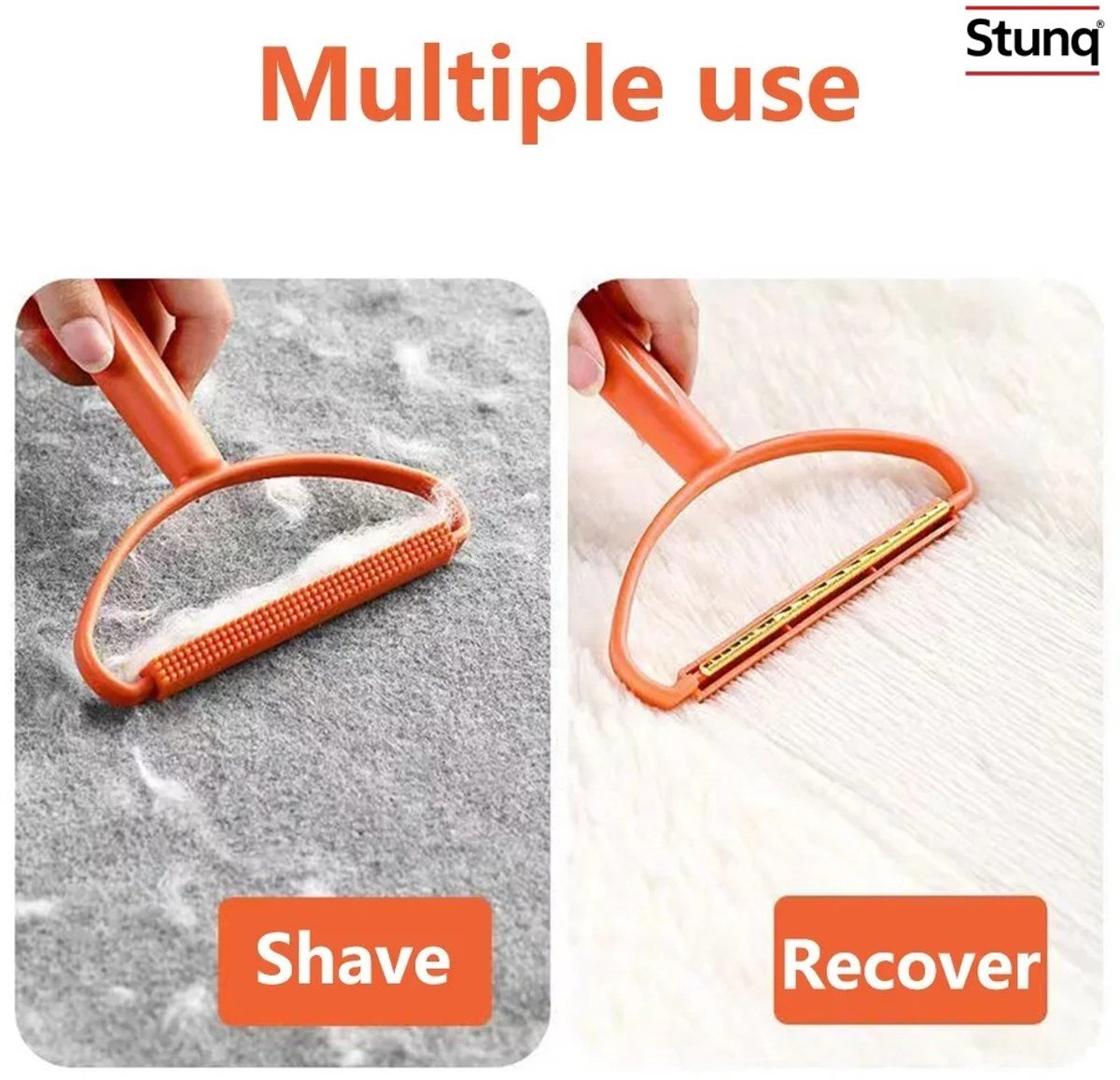 Stunq® Ontharingsborstel Oranje – Pluisverwijderaar voor Tapijt, Kleding en Meubels