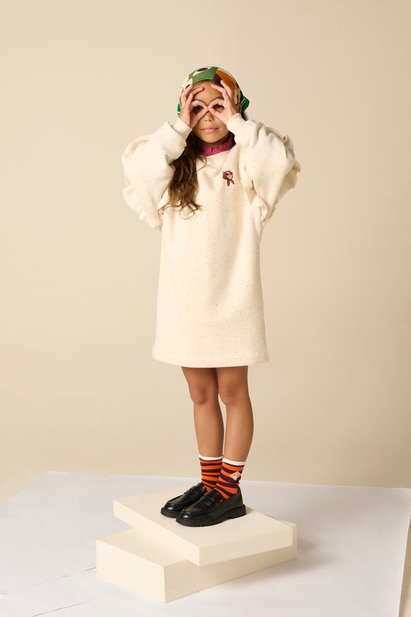 Sissy-Boy - Beige oversized sweatjurk met ruffles