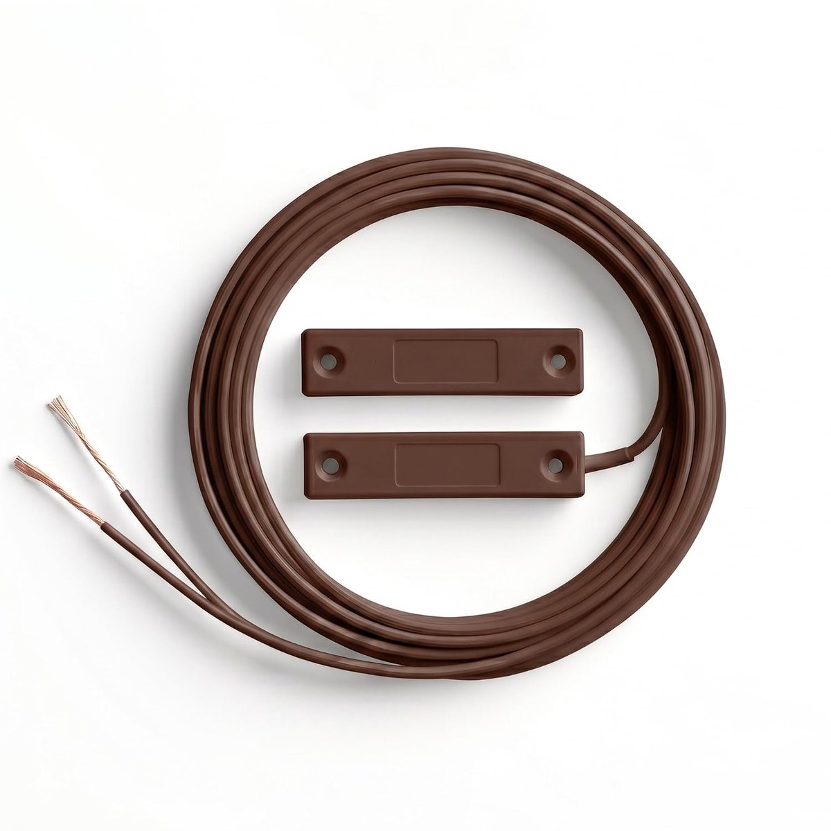 Magneetcontact voor deuren en ramen, wit of bruin, thermoplast, 53 mm, kabel 1,2 m (bruin)
