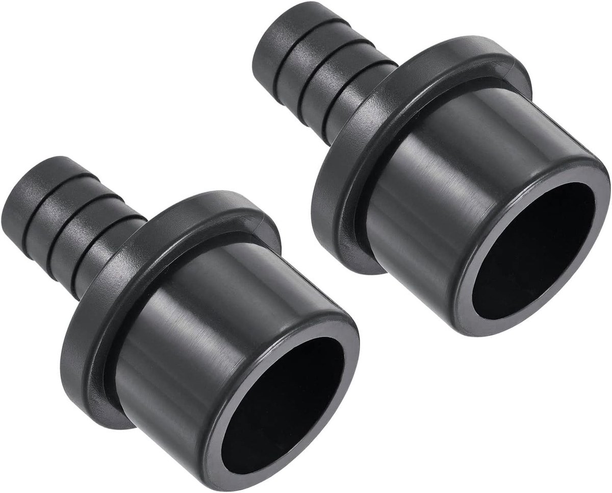 2 Pack PVC Pipe Fitting - Water Tube Connector, 16mm Barb Straight Pipe Joint, Toepassen op Outdoor/Tuin/Zwembad (OD 32mm, Zwart)