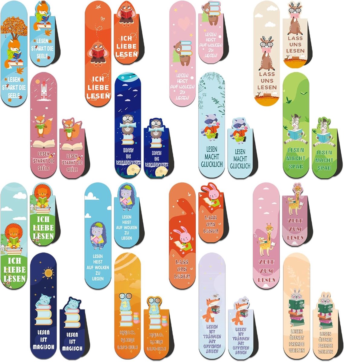 Boekenleggers, kleurrijke boekenleggers, magnetische pagina's, positieve bladwijzers, magnetische bladwijzers voor kinderen, magnetische zijclips voor scholieren, leraren, lezen