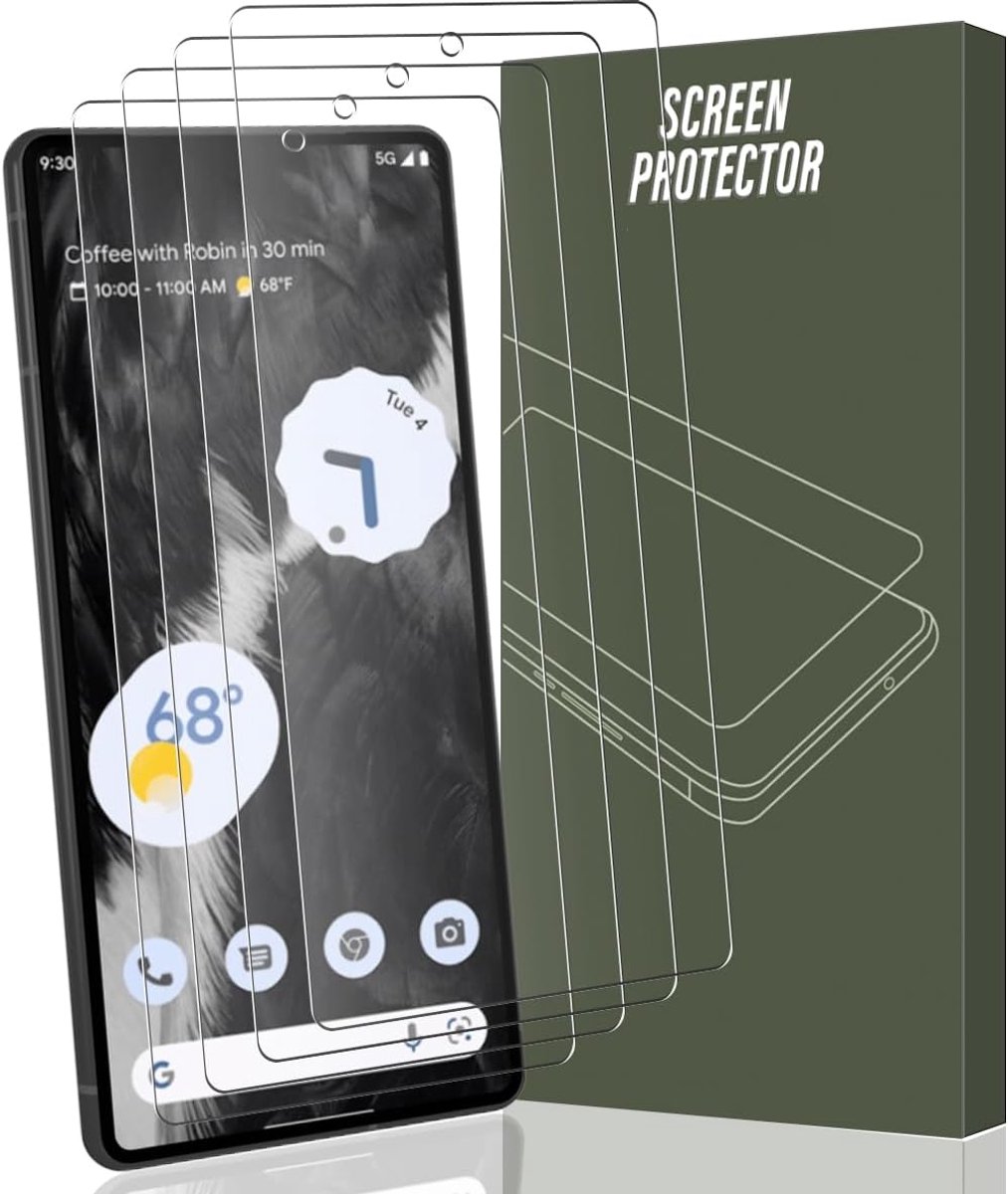 4 stuks displaybeschermfolie van gehard glas voor Google Pixel 7, hardheid 9H, krasbestendig, HD ultra transparant, beschermfolie voor Google Pixel 7
