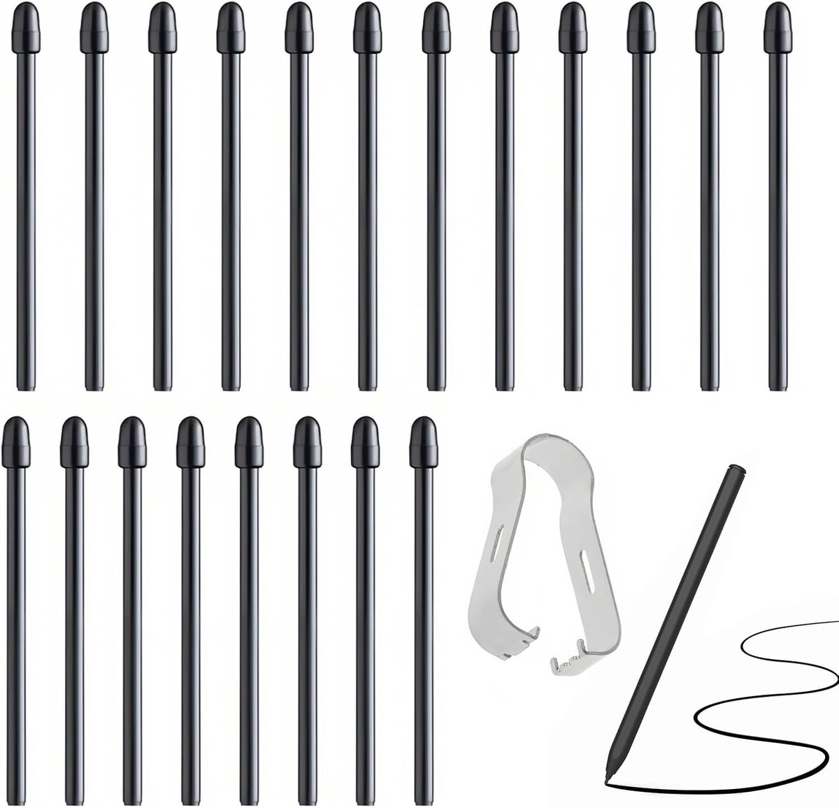 Viltpunten voor Remarkable 2 met installatiegereedschap, 20 stuks tips voor Remarkable, vervangende stiftpuntmaker, schrijfaccessoires voor Remarkable 1 en 2 Remarkable Maker Plus (zwart)