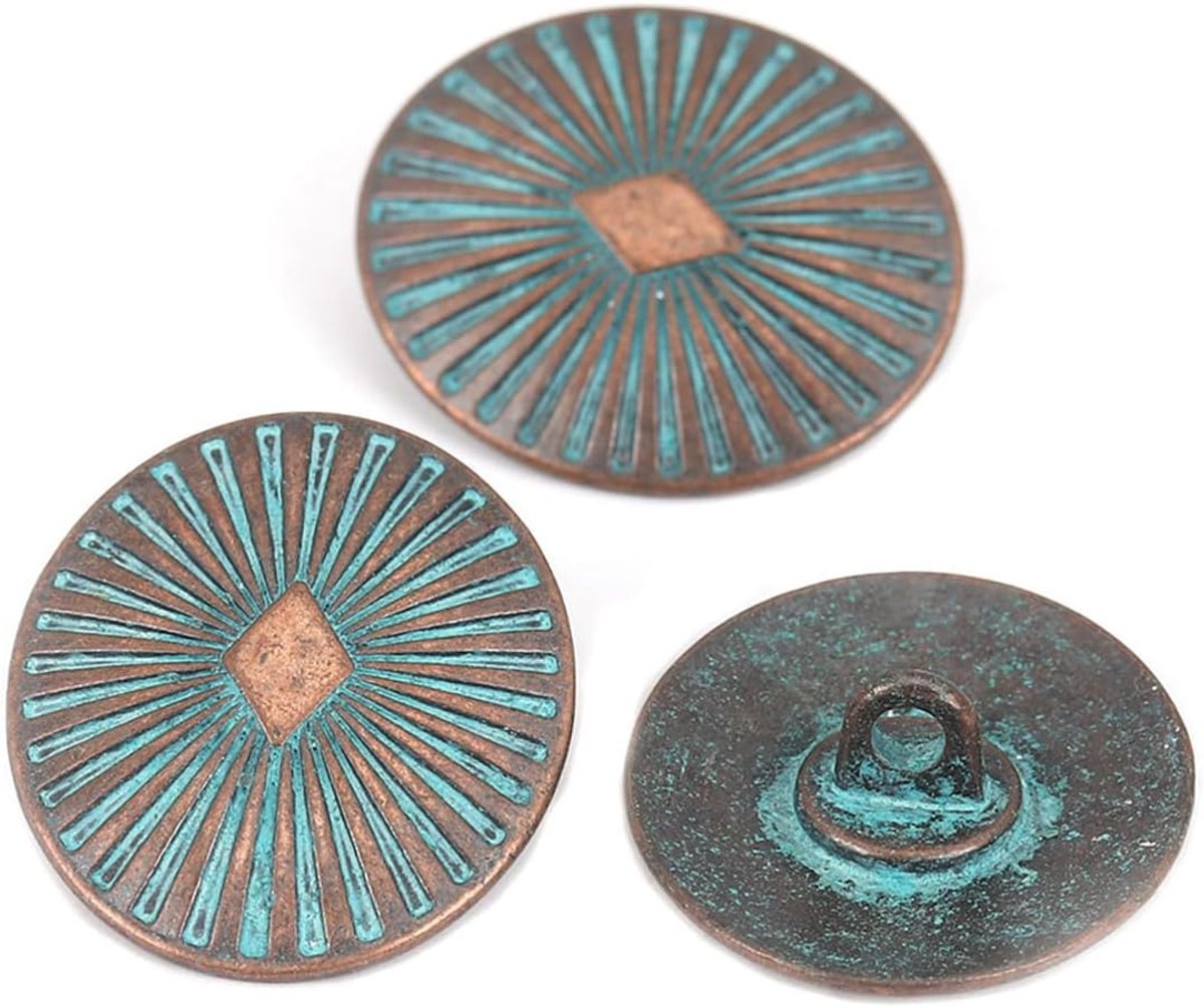 5 stuks Vintage Legering Ronde Metalen Naadsteel 26mm Knopen Antiek Koperkleur DIY Kledingdecoratie
