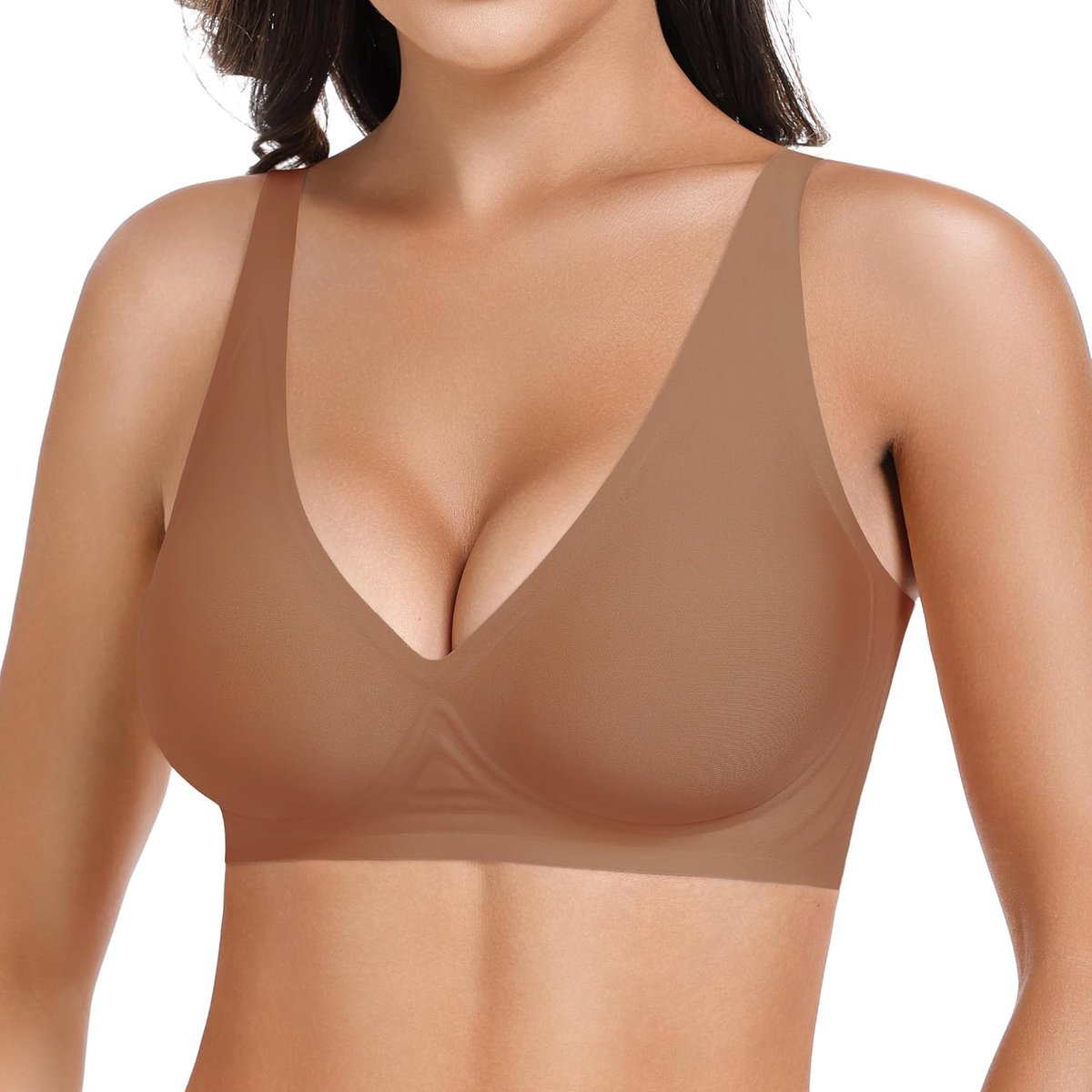 Naadloze beha voor dames, zonder beugel, V-hals, bralette, zachte push-up beha, gevoerd, klassieke bustier, T-shirts, beha, naadloze beha met extra beha-verlenging