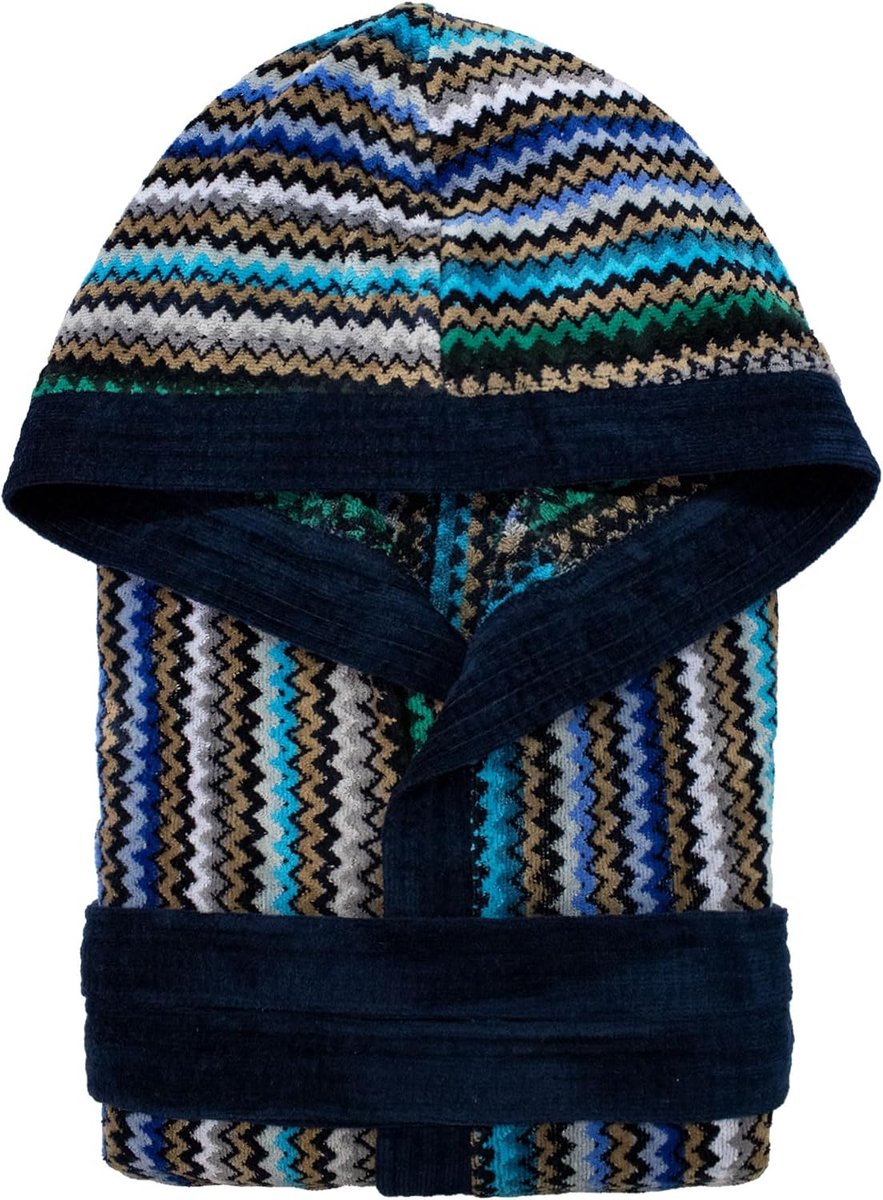 Badjas heren dames badstof velours chenille met capuchon Jacquard 7126