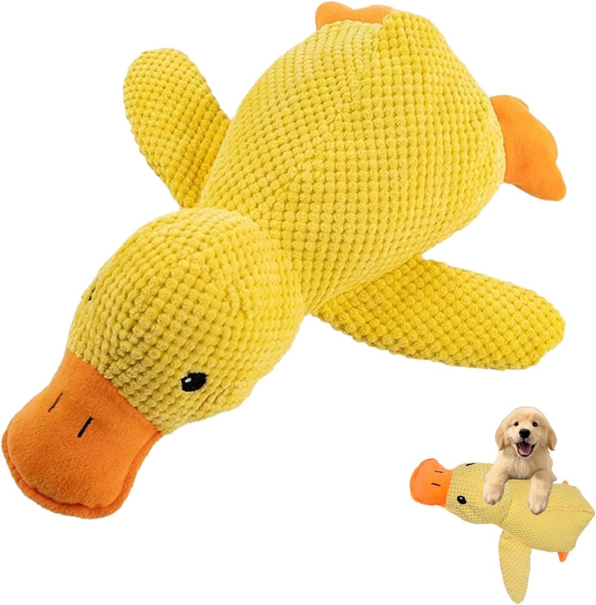 Eend voor honden, hondenspeelgoed, pootmaan, knuffeldier, hond, piepspeelgoed, onverwoestbaar, rustgevend speelgoed, puppy's, creatief pluche, zacht kussen voor kleine, middelgrote en