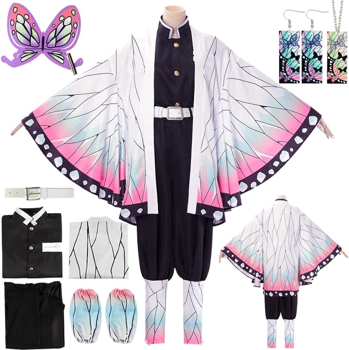 Tanjirou Cosplay, Nezuko Tanjirou Kochou Shinobu Mitsuri kostuumset, kimono cape ensemble, cadeau voor kinderen, Nezuko Tanjiro kostuum voor carnaval, Halloween, Kerstmis