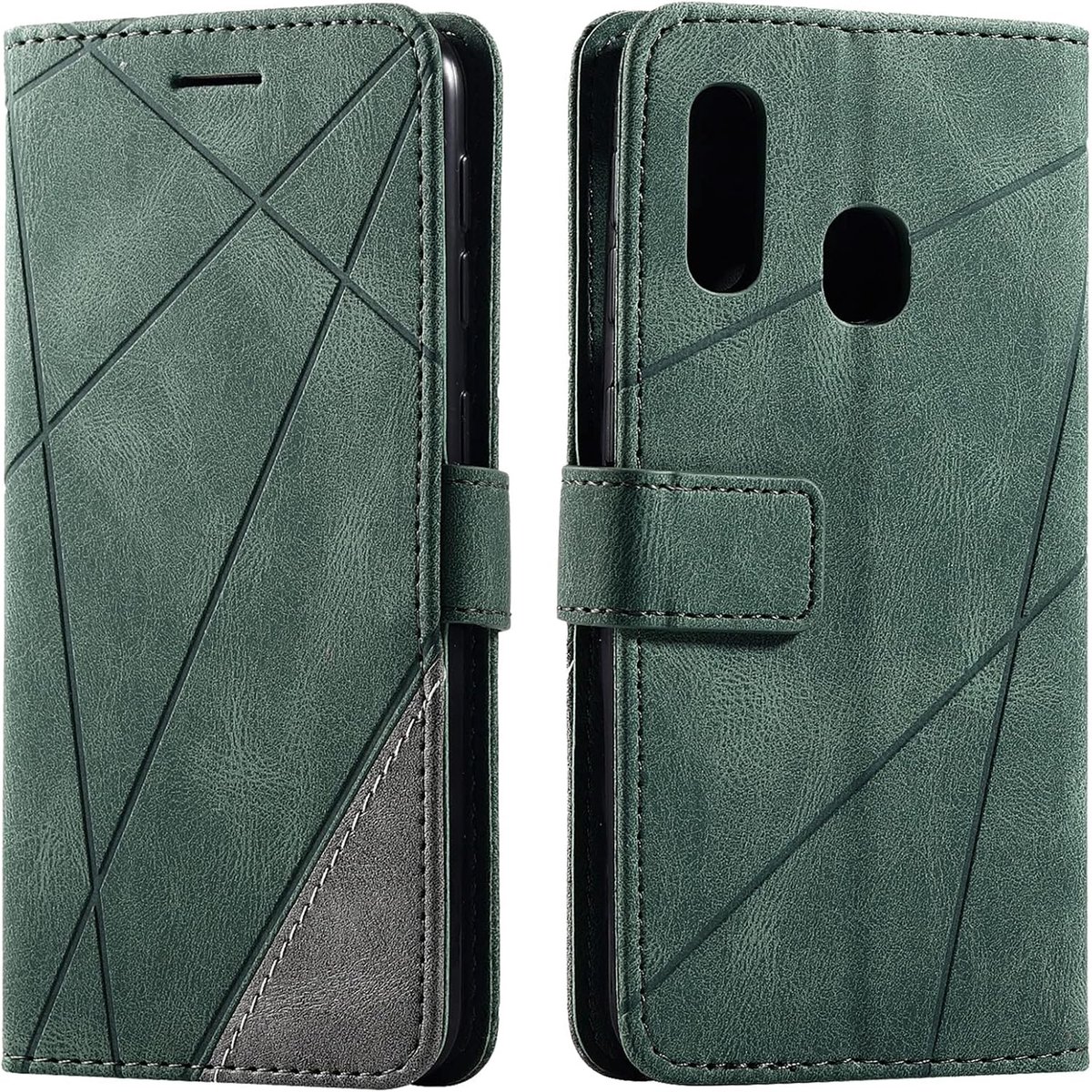 Hoesje voor Samsung Galaxy A20E, Telefoonhoes voor Samsung Galaxy A20E Hoesje, Lederen Hoes met [standaard] [magnetische sluiting] Premium Kaartvak Flip Cover voor Samsung Galaxy A20E (Groen)