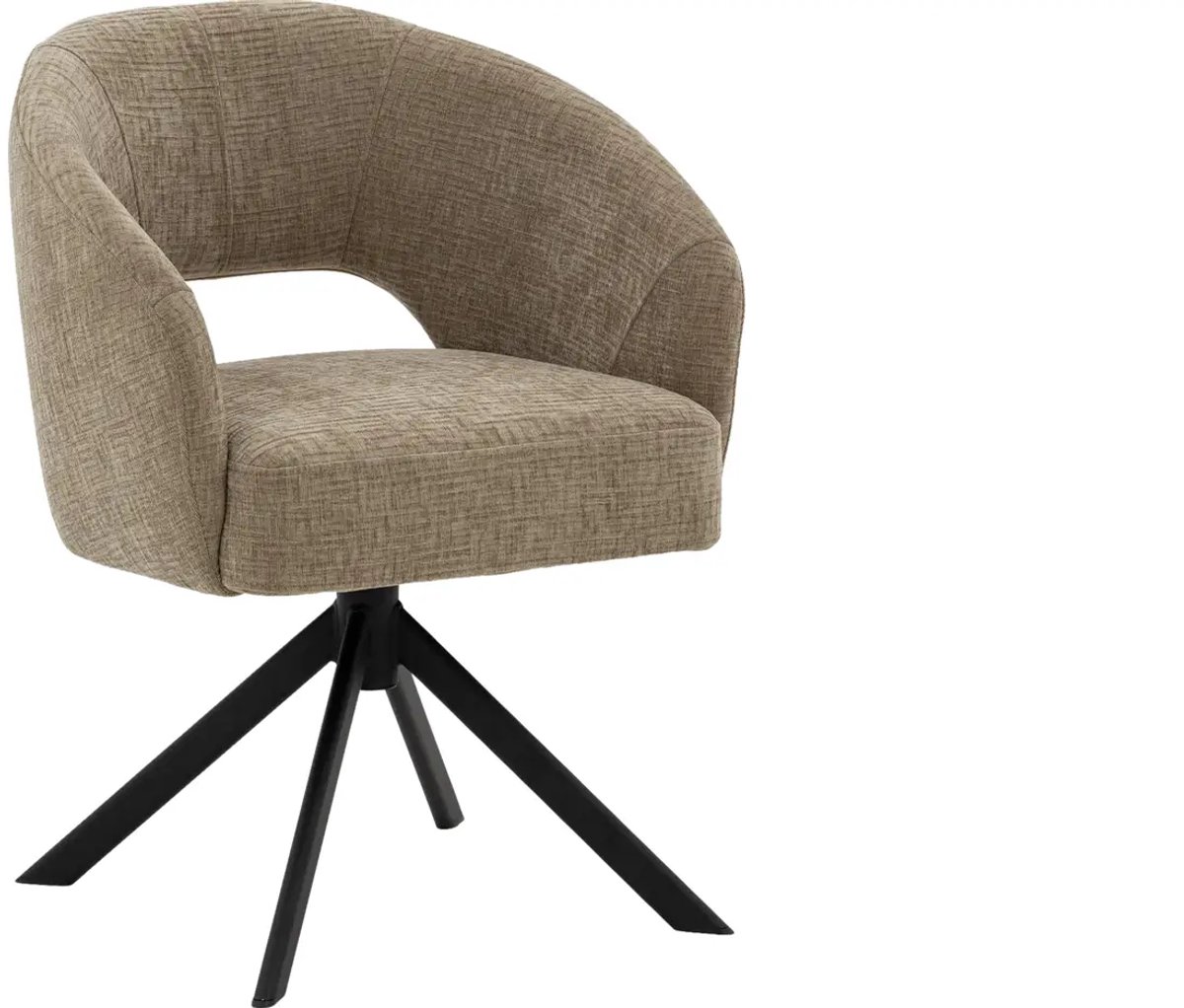 Goossens Eetkamerstoel Ilse - Met Armleuning - Stof - Beige