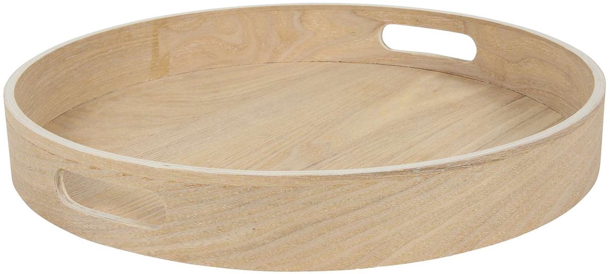Cookinglife Dienblad - Rond Serveerplateau - Serving Tray - Wilgenhout - Bruin Naturel - Opstaande Rand 35 cm